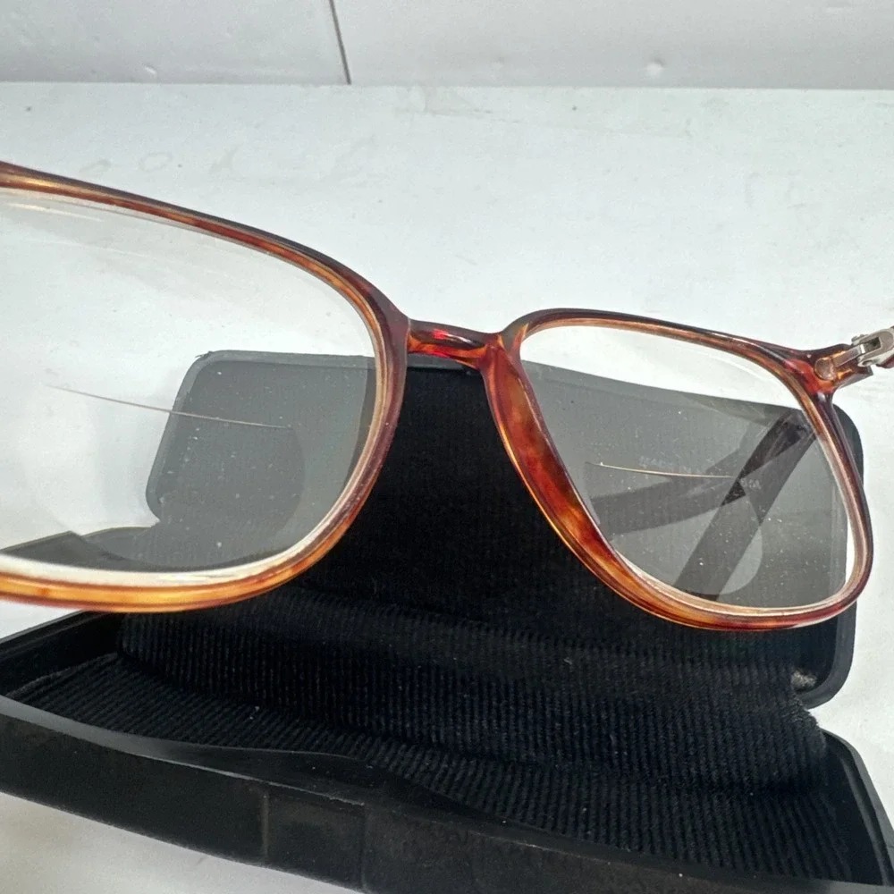 Vintage ARCADIA Eyeglasses‎ Frames ONLY 52-18 140MM Amber W/ Hard Case
